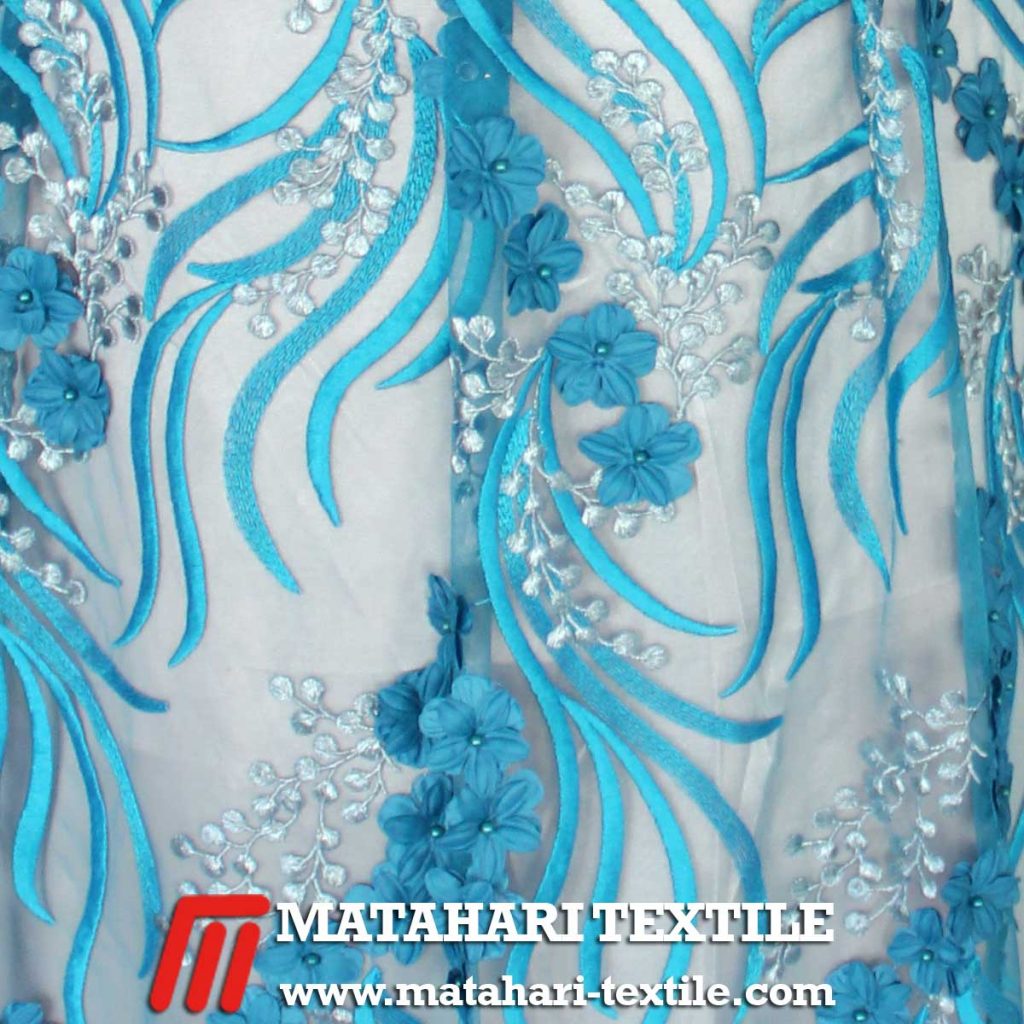 3D Dark Turqoise Rose Tulle