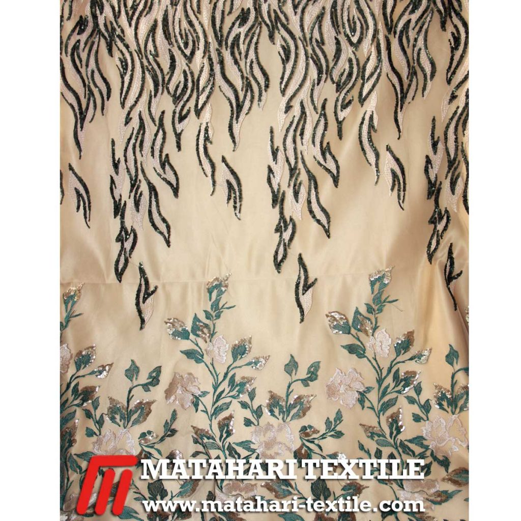 Tulle Two Tone Dull Spangles Embroidery Green