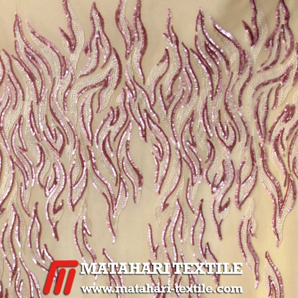 Tulle Two Tone Dull Spangles Embroidery Dusty Pink