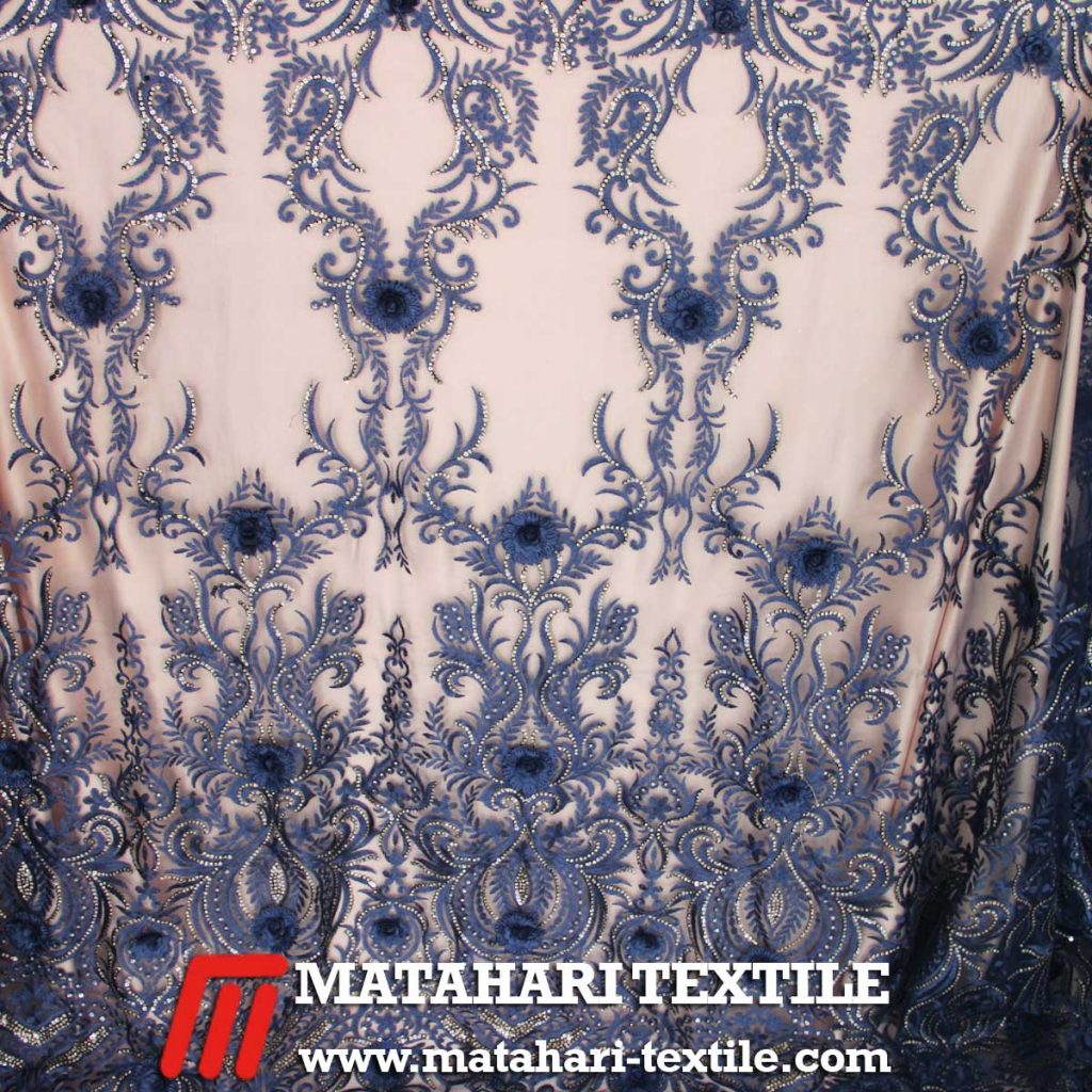 Tulle Baroque 3D Embroidery Navy