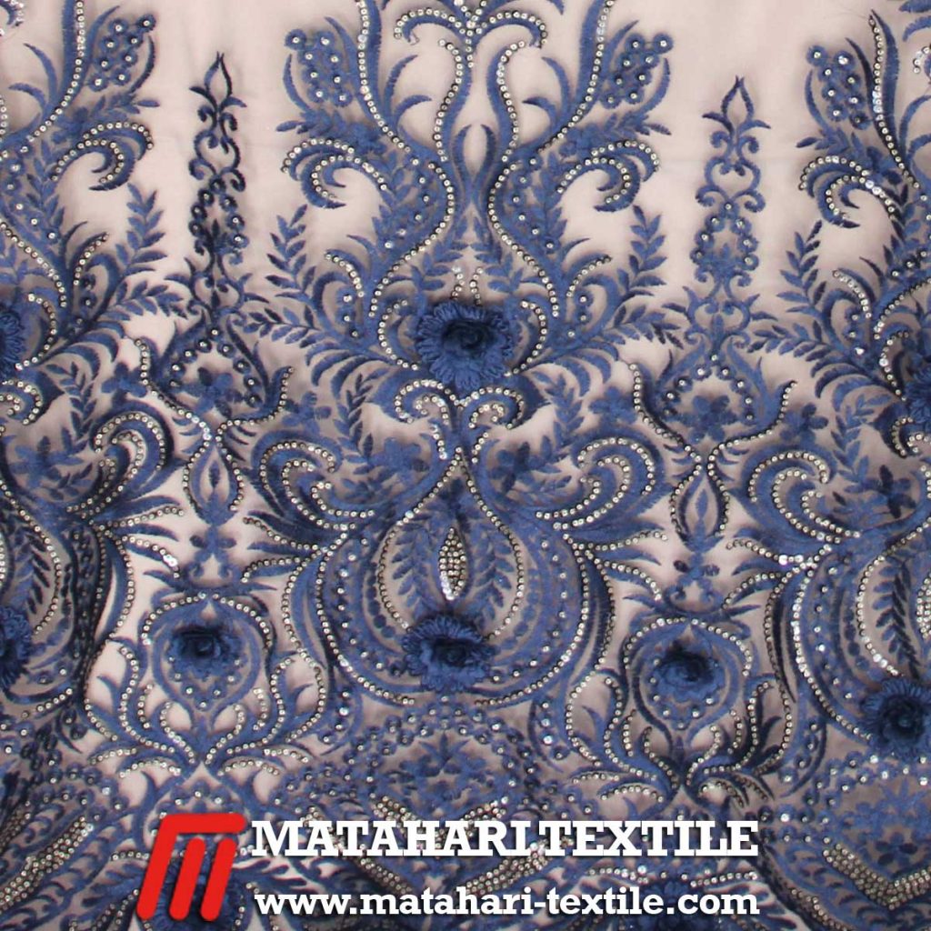 Tulle Baroque 3D Embroidery Navy