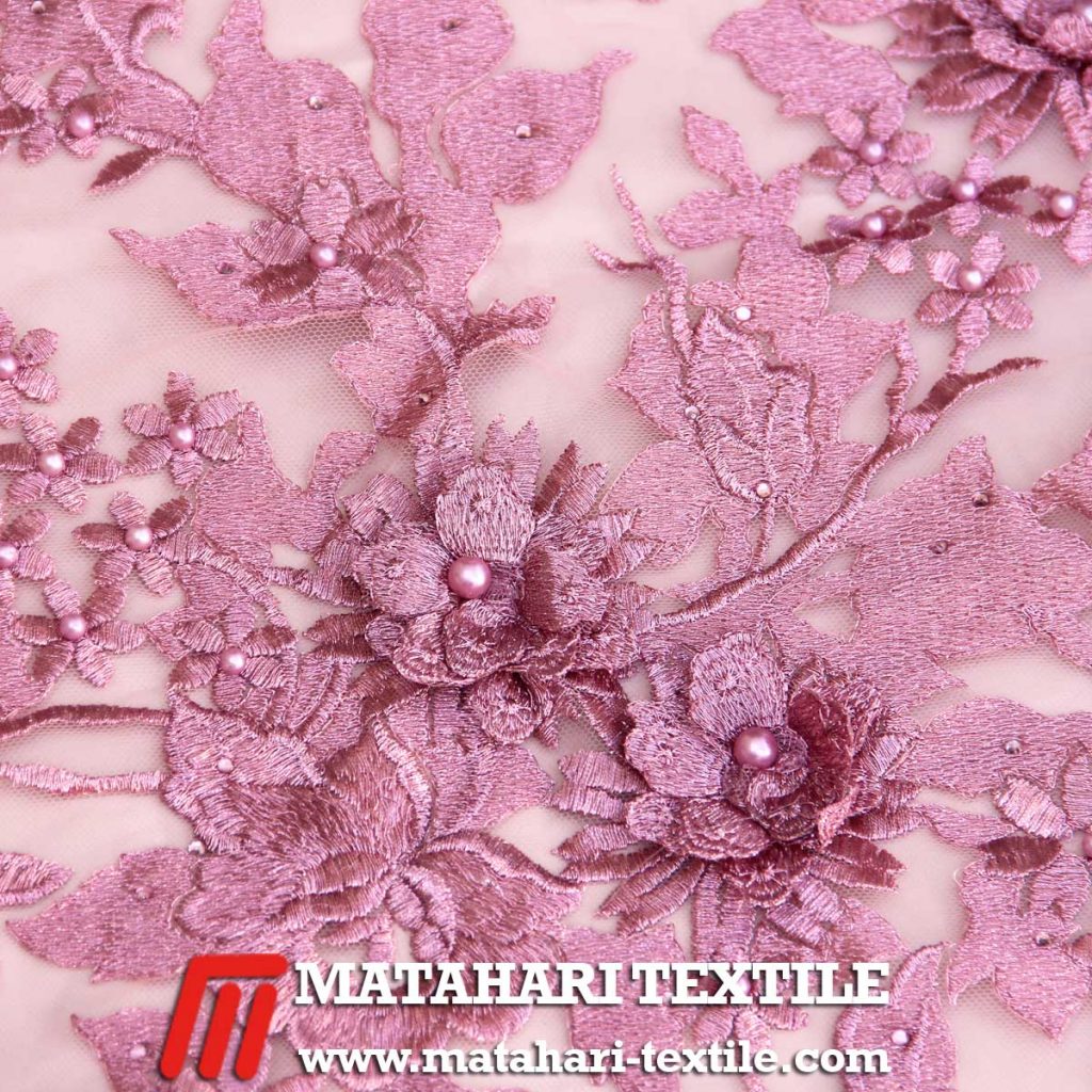 3D Flower Embroidery Dusty Pink