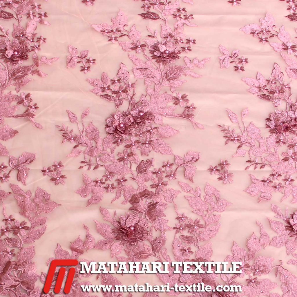 3D Flower Embroidery Dusty Pink