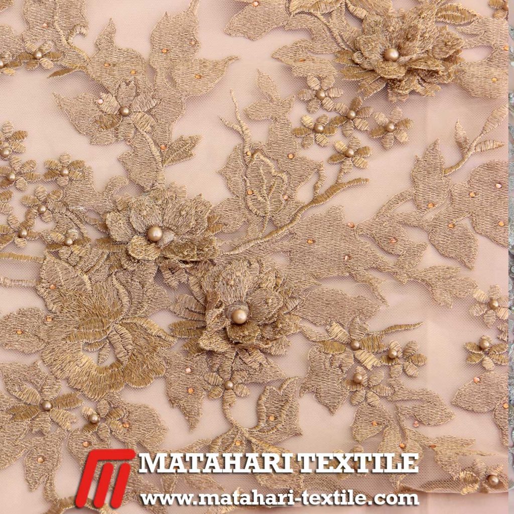3D Flower Embroidery Gold