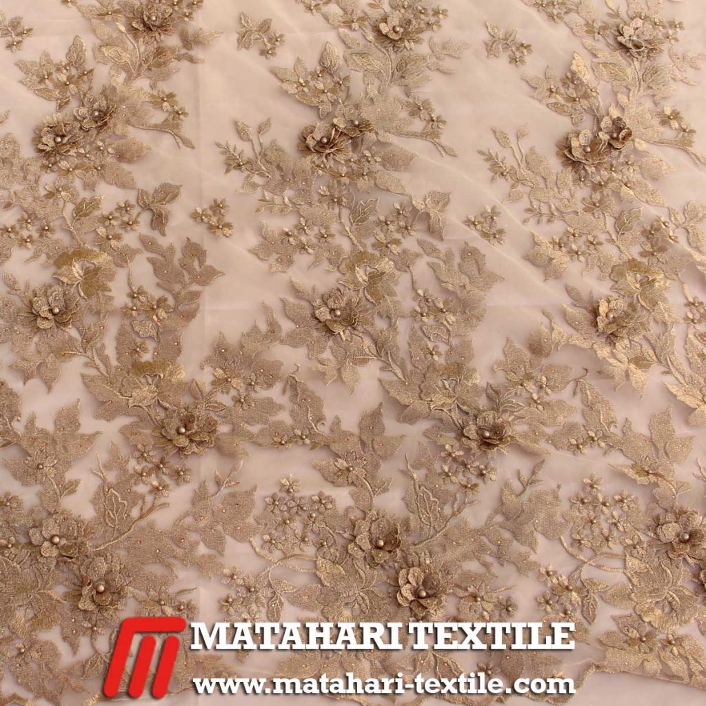 3D Flower Embroidery Gold