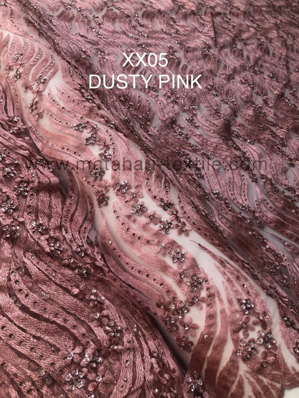 EMBROIDERY TULLE XX05(DUSTY PINK)