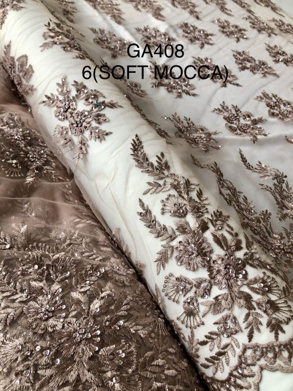 EMBROIDERY TULLE GA408-6(SOFT MOCCA)