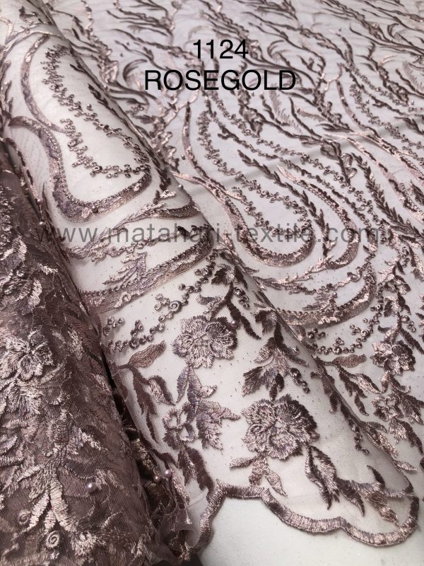 Embroidery Tulle 1124-(ROSEGOLD)