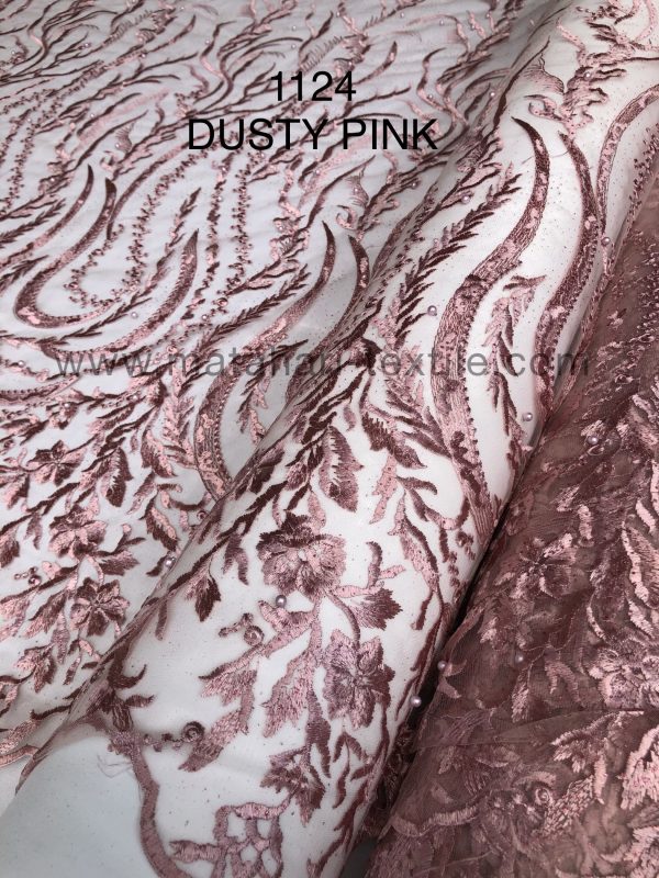 Embroidery Tulle 1124-(DUSTY PINK)