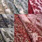 EMBROIDERY HEAVY TULLE W/ BEADS - XX33(4-RED)